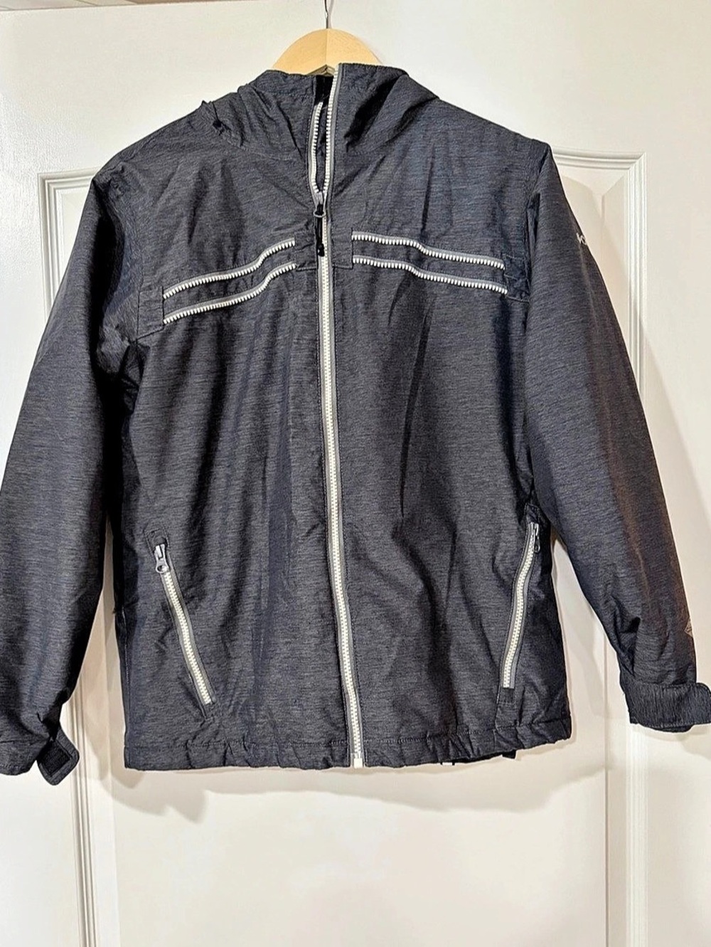 Columbia Youth Gray/Black Hooded Jacket Size Medium 14-16